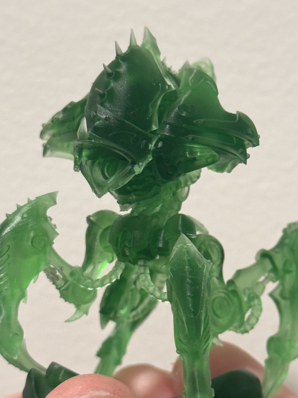 Translucent green Dread Armada model with bladed limbs
